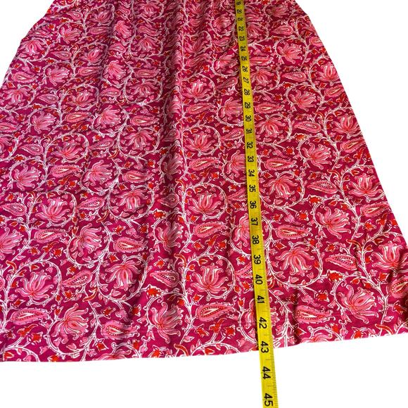 Boden Floral Print Fit & Flare Dress Pink Paisley Cap Sleeve Cotton Blend sz 10L - Picture 7 of 10